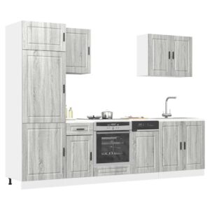 7 peças armário de cozinha conjunto Kalmar cinza sonoma