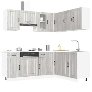 11 peças armário de cozinha conjunto Kalmar cinza sonoma