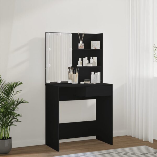 Toucador com luzes LED 74,5x40x141 cm preto - Image 3