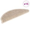 Tapetes de escada adesivos 15 pcs 56x17x3 cm bege-claro