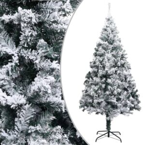 Árvore de Natal artificial c/ flocos de neve 210 cm PVC verde