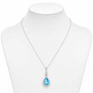 Colar Lotus Silver em Prata 925 com Pendente Azul